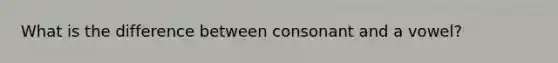What is the difference between consonant and a vowel?