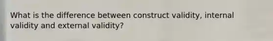 What is the difference between construct validity, internal validity and external validity?