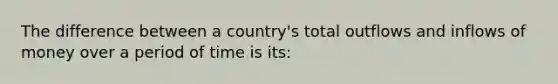 The difference between a country's total outflows and inflows of money over a period of time is its: