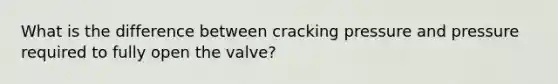 What is the difference between cracking pressure and pressure required to fully open the valve?