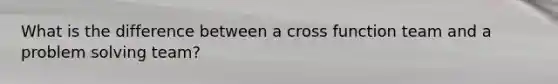 What is the difference between a cross function team and a problem solving team?