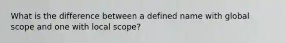 What is the difference between a defined name with global scope and one with local scope?