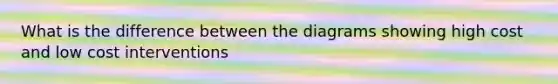 What is the difference between the diagrams showing high cost and low cost interventions