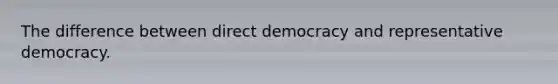 The difference between direct democracy and representative democracy.