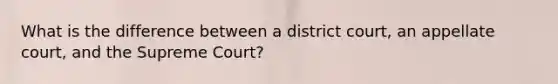 What is the difference between a district court, an appellate court, and the Supreme Court?