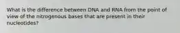 What is the difference between DNA and RNA from the point of view of the nitrogenous bases that are present in their nucleotides?