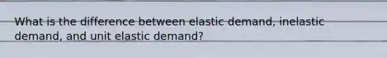 What is the difference between elastic demand, inelastic demand, and unit elastic demand?