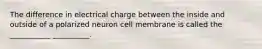 The difference in electrical charge between the inside and outside of a polarized neuron cell membrane is called the ___________ __________.