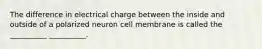 The difference in electrical charge between the inside and outside of a polarized neuron cell membrane is called the __________ __________.