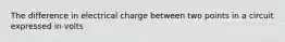 The difference in electrical charge between two points in a circuit expressed in volts