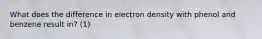 What does the difference in electron density with phenol and benzene result in? (1)