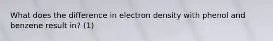 What does the difference in electron density with phenol and benzene result in? (1)