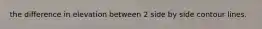 the difference in elevation between 2 side by side contour lines.