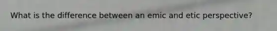 What is the difference between an emic and etic perspective?