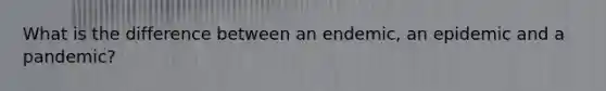 What is the difference between an endemic, an epidemic and a pandemic?