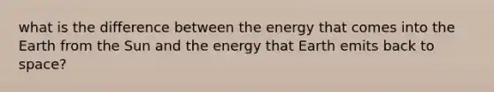 what is the difference between the energy that comes into the Earth from the Sun and the energy that Earth emits back to space?