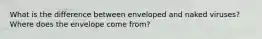 What is the difference between enveloped and naked viruses? Where does the envelope come from?