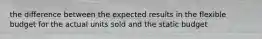 the difference between the expected results in the flexible budget for the actual units sold and the static budget