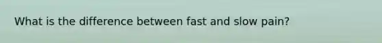 What is the difference between fast and slow pain?