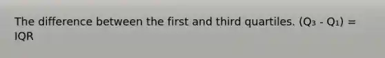 The difference between the first and third quartiles. (Q₃ - Q₁) = IQR