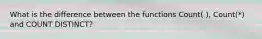 What is the difference between the functions Count( ), Count(*) and COUNT DISTINCT?