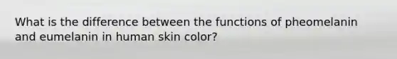 What is the difference between the functions of pheomelanin and eumelanin in human skin color?