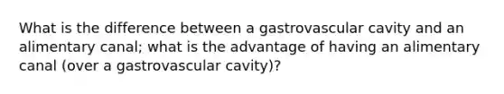 What is the difference between a gastrovascular cavity and an alimentary canal; what is the advantage of having an alimentary canal (over a gastrovascular cavity)?