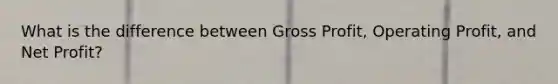 What is the difference between Gross Profit, Operating Profit, and Net Profit?