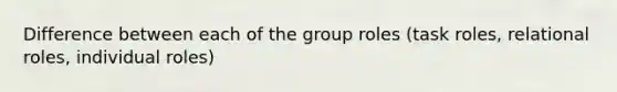 Difference between each of the group roles (task roles, relational roles, individual roles)