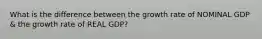 What is the difference between the growth rate of NOMINAL GDP & the growth rate of REAL GDP?