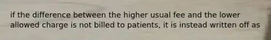 if the difference between the higher usual fee and the lower allowed charge is not billed to patients, it is instead written off as