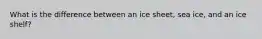 What is the difference between an ice sheet, sea ice, and an ice shelf?