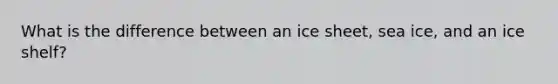 What is the difference between an ice sheet, sea ice, and an ice shelf?