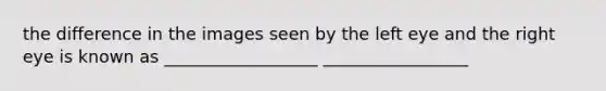 the difference in the images seen by the left eye and the right eye is known as __________________ _________________