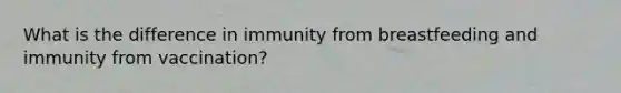 What is the difference in immunity from breastfeeding and immunity from vaccination?