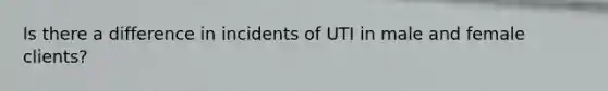 Is there a difference in incidents of UTI in male and female clients?