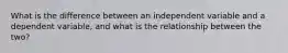 What is the difference between an independent variable and a dependent variable, and what is the relationship between the two?