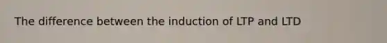 The difference between the induction of LTP and LTD