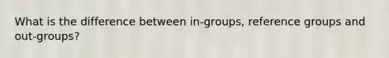 What is the difference between in-groups, reference groups and out-groups?