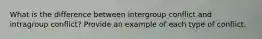 What is the difference between intergroup conflict and intragroup conflict? Provide an example of each type of conflict.