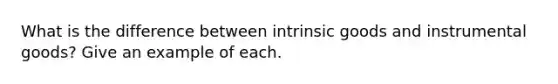 What is the difference between intrinsic goods and instrumental goods? Give an example of each.