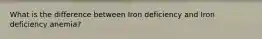 What is the difference between Iron deficiency and Iron deficiency anemia?