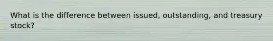 What is the difference between issued, outstanding, and treasury stock?