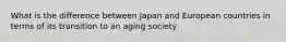 What is the difference between Japan and European countries in terms of its transition to an aging society