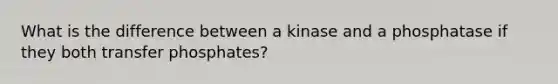 What is the difference between a kinase and a phosphatase if they both transfer phosphates?