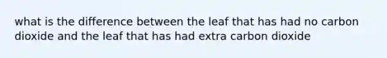 what is the difference between the leaf that has had no carbon dioxide and the leaf that has had extra carbon dioxide