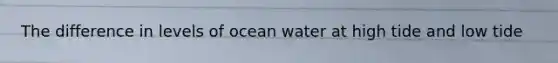The difference in levels of ocean water at high tide and low tide