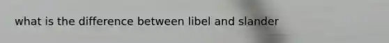 what is the difference between libel and slander