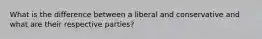 What is the difference between a liberal and conservative and what are their respective parties?