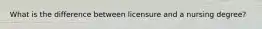 What is the difference between licensure and a nursing degree?